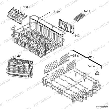 Взрыв-схема посудомоечной машины Electrolux ESI47500XR - Схема узла Basket 160